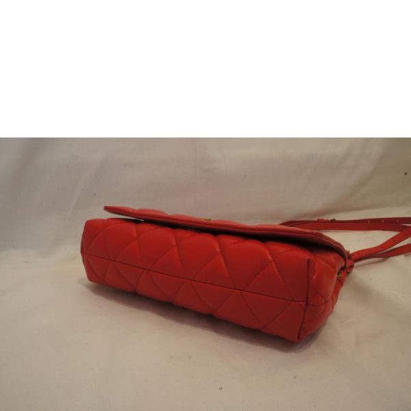 73730 3 Balenciaga B Logo Leather Quilted Shoulder Bag Red