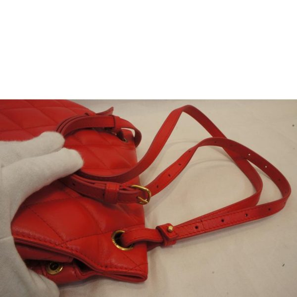 73730 4 Balenciaga B Logo Leather Quilted Shoulder Bag Red