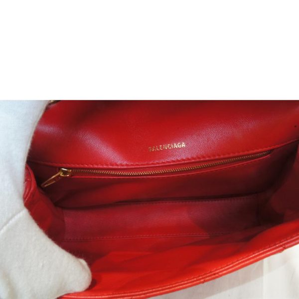 73730 5 Balenciaga B Logo Leather Quilted Shoulder Bag Red