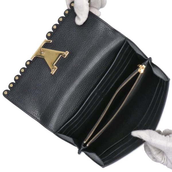 73803 5 Louis Vuitton Portefeuil Capucines Taurillon Leather Wallet Noir