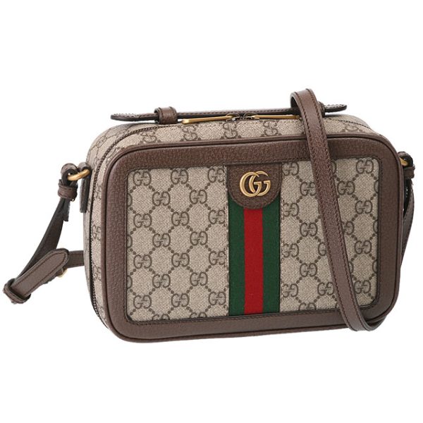 739392 96iwt 8745 GUCCI Ophidia Web Striped Small Crossbody Shoulder Bag Beige