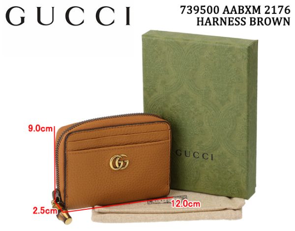 739500 aabxm 2176 1 GUCCI GG Marmont Bamboo Zip Coin Case Wallet Brown