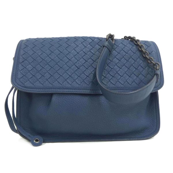 74048 1 Bottega Veneta Leather Chain Shoulder Blue