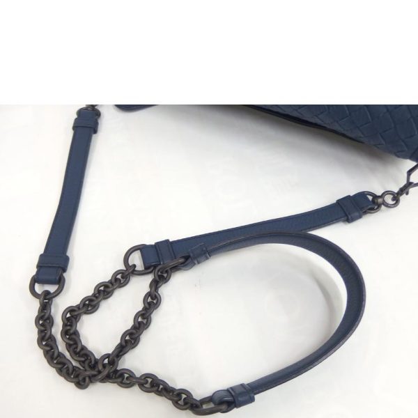 74048 3 Bottega Veneta Leather Chain Shoulder Blue