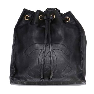 74152 1 Chanel Tote Bag Cocomark Nylon Leather Quilting Black