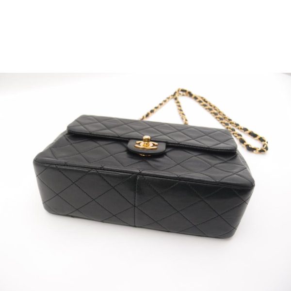 74161 3 CHANEL Vintage Mini Matelasse Lambskin Chain Shoulder Bag Black