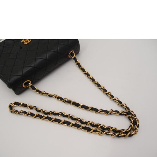 74161 4 CHANEL Vintage Mini Matelasse Lambskin Chain Shoulder Bag Black