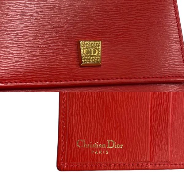 741f738 17553 2 Christian Dior CD Leather Bifold Mini Wallet Red