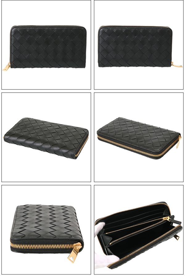 742332 vcpp2 8425 2 BOTTEGA VENETA Intrecciato Zip Around Long Wallet Black