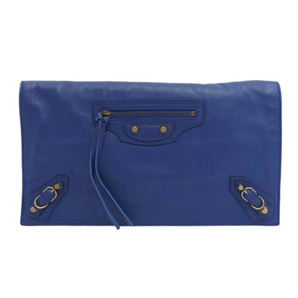 74243 1 Balenciaga Leather Clutch Bag Navy Blue