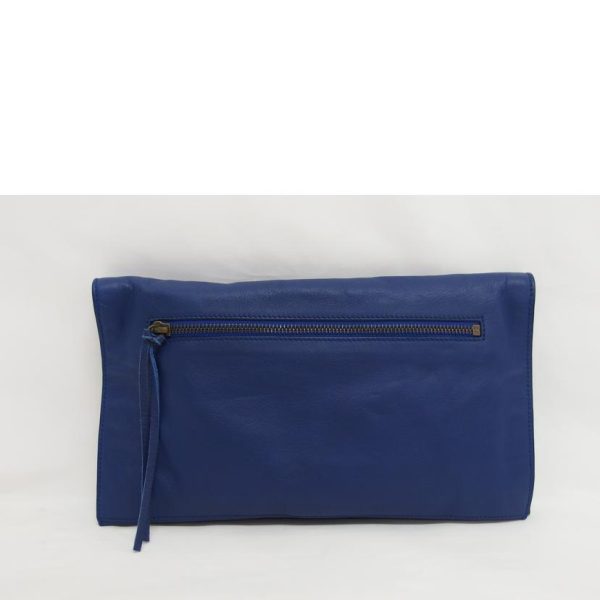 74243 2 Balenciaga Leather Clutch Bag Navy Blue