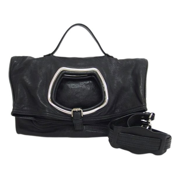 74250 1 Balenciaga Leather Solid 2Way Shoulder Bag Black