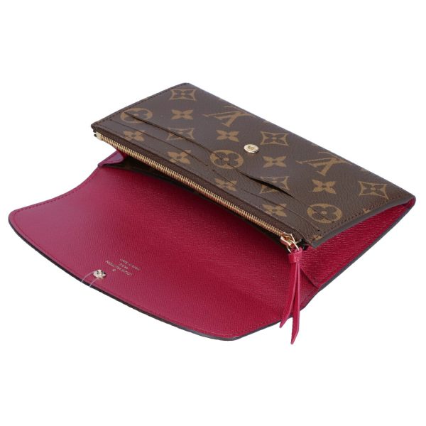 74281 3 LOUIS VUITTON Long Wallet Portefeuille Emily Fuchsia M60697 Brown