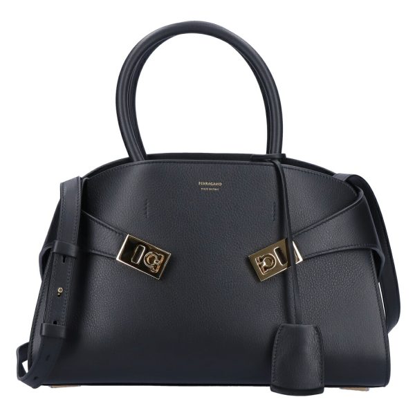 74283 6 FERRAGAMO 2WAY bag HUG handbag small NERO Black