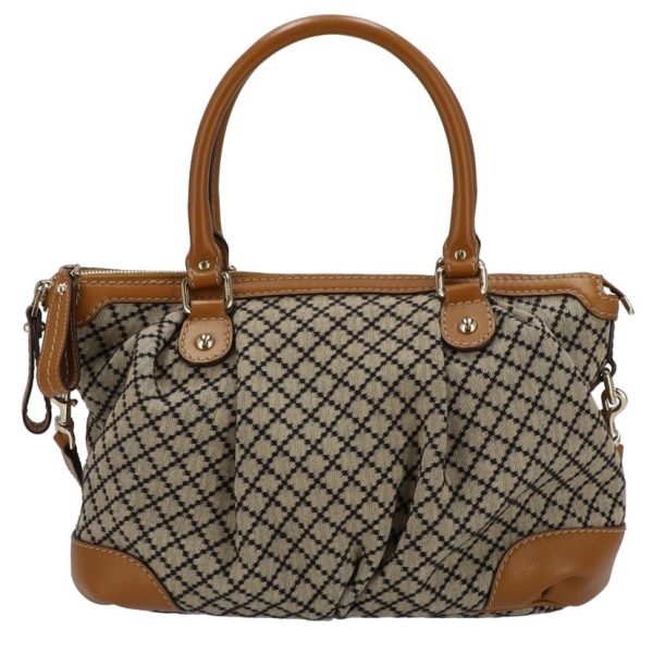 74431 2 Gucci Diamante Hand Bag Canvas Brown