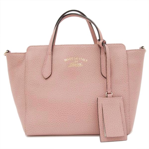 74437 1 Gucci Swing Mini Leather 2Way Tote Bag Pink