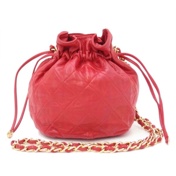 74452 1 Chanel Matelassé Drawstring Chain Shoulder Bag Red