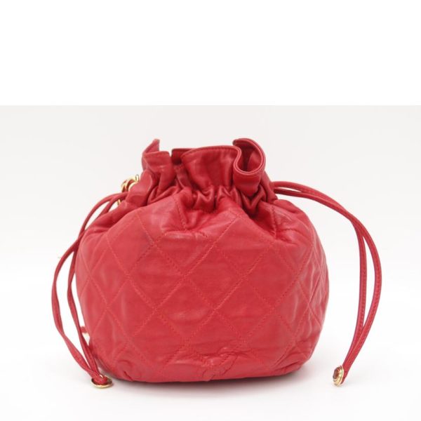 74452 2 Chanel Matelassé Drawstring Chain Shoulder Bag Red