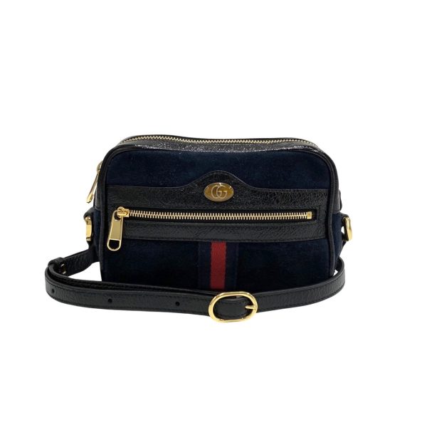 744f744 28697 1 Gucci Ophidia Sherry Line GG Suede Leather Mini Shoulder Bag Navy