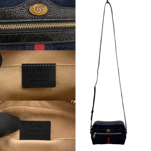 744f744 28697 3 Gucci Ophidia Sherry Line GG Suede Leather Mini Shoulder Bag Navy