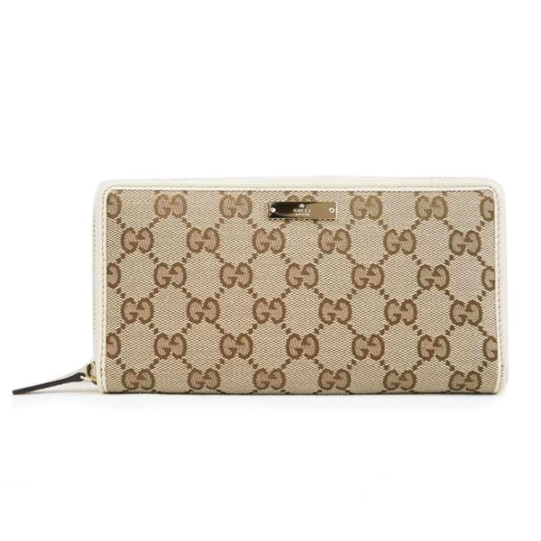 74520 1 Gucci GG Canvas Round Zipper Wallet Brown