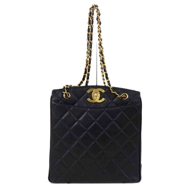 74575 1 Chanel Decacoco Chain Shoulder Bag Matelassé Caviar Skin Black