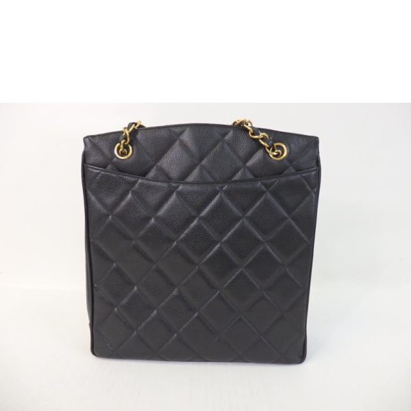 74575 2 Chanel Decacoco Chain Shoulder Bag Matelassé Caviar Skin Black