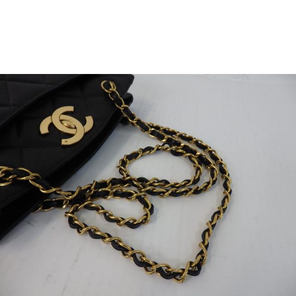 74575 5 Chanel Decacoco Chain Shoulder Bag Matelassé Caviar Skin Black