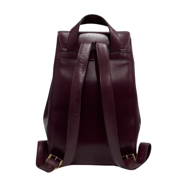 745g745 25744 4 Celine Vintage Logo Metal Calf Leather Rucksack Bag Purple