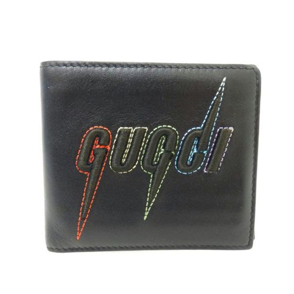 74625 1 Gucci Multi Color Stitch Logo Bi Fold Wallet Beige