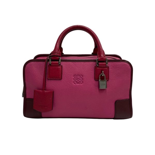 747g747 28059 1 Loewe Amazona 28 Anagram Logo Leather Mini Boston Bag Pink