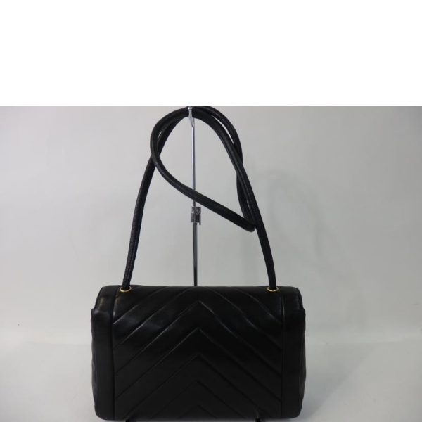 74803 2 Chanel Chevron Cocomark V Stitch Shoulder Bag Black