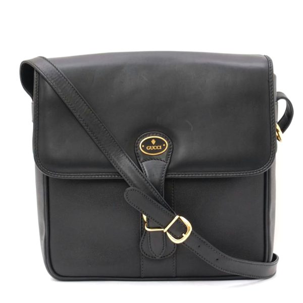 74915 1 Gucci Old Gucci Leather Shoulder Bag Black