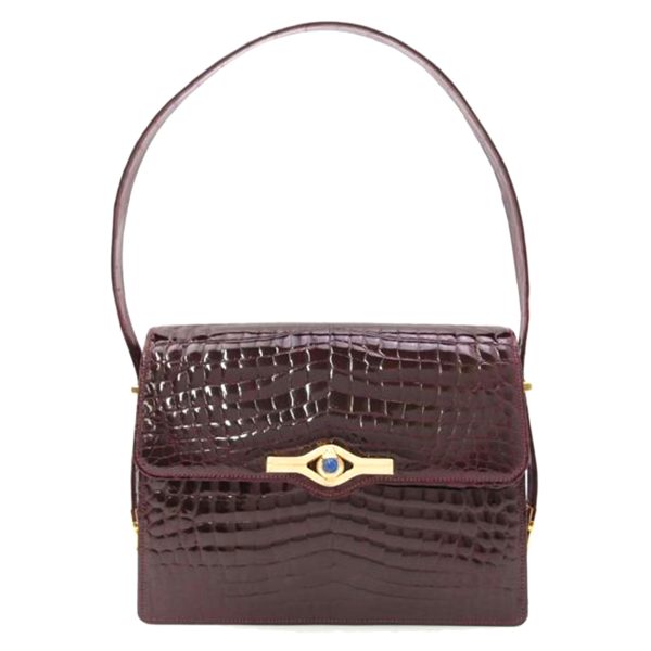 74939 1 Vintage Gucci Crocodile Leather Shoulder Bag Bordeaux