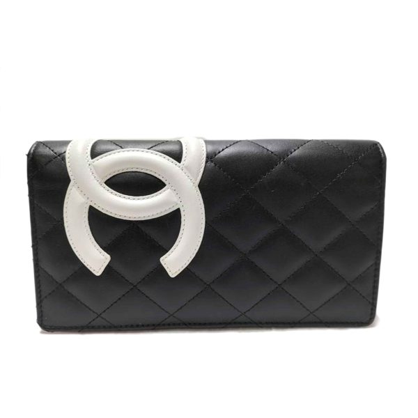 74968 1 Chanel Cambon Line Bi Fold Wallet Black