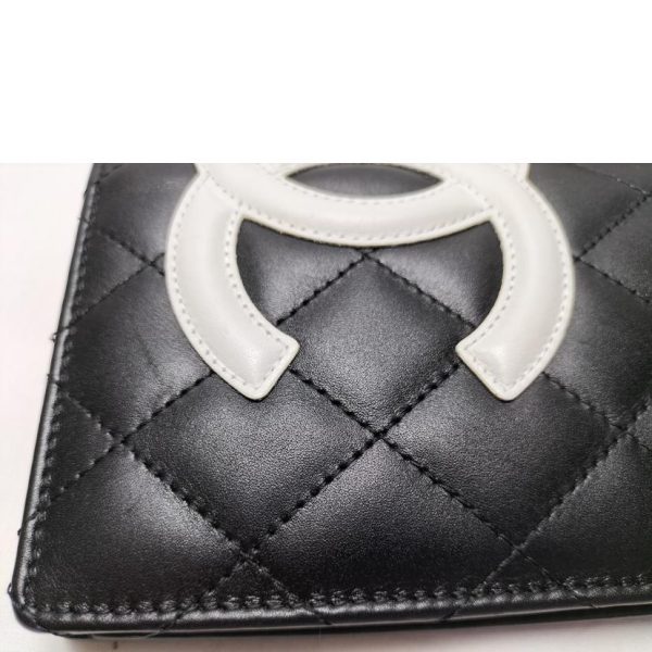 74968 10 Chanel Cambon Line Bi Fold Wallet Black