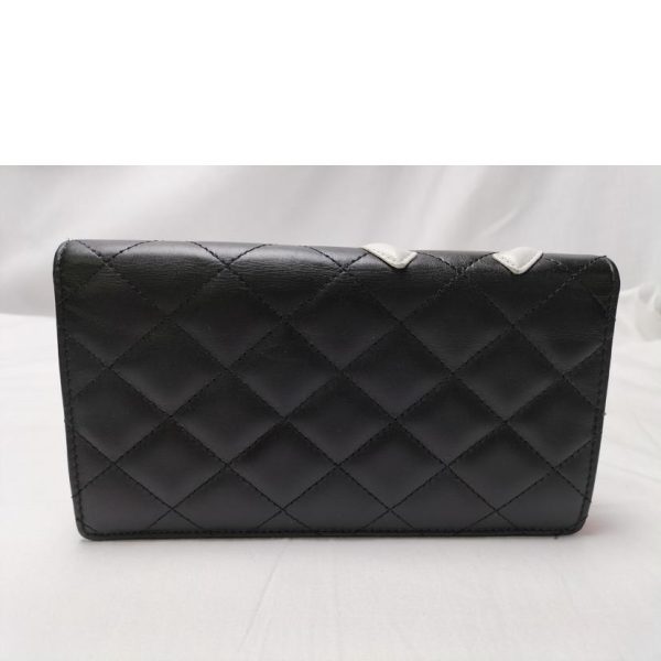 74968 2 Chanel Cambon Line Bi Fold Wallet Black