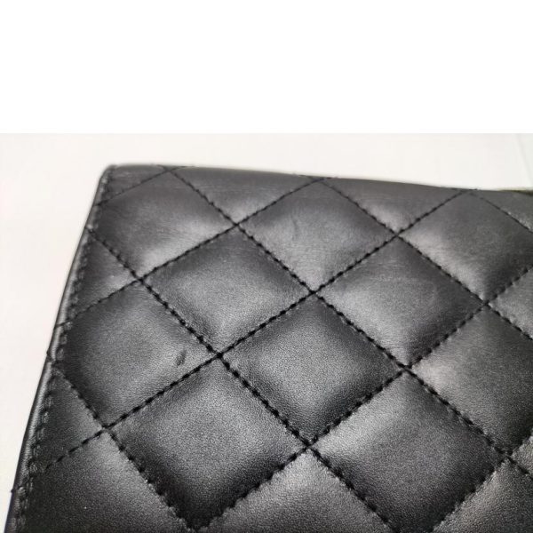 74968 9 Chanel Cambon Line Bi Fold Wallet Black