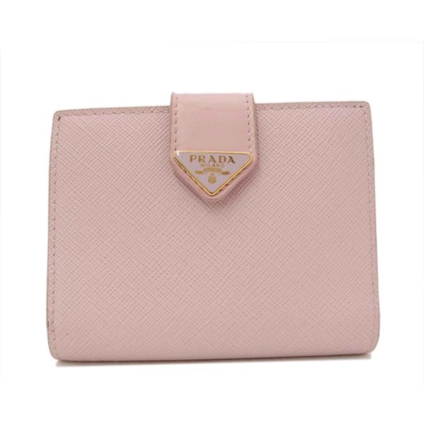 74990 1 Prada Saffiano Compact Wallet Pink