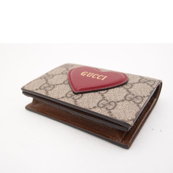 75003 3 GUCCI Bi Fold Wallet GG Supreme Heart Compact Wallet Brown