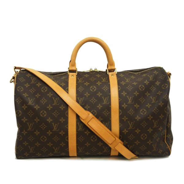 75024 1 Louis Vuitton Keepall 50 Bandouliere Duffel Bag Monogram Brown