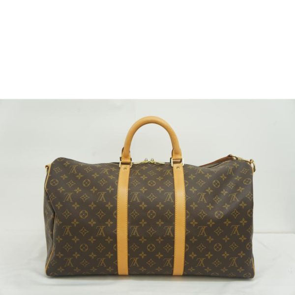 75024 2 Louis Vuitton Keepall 50 Bandouliere Duffel Bag Monogram Brown