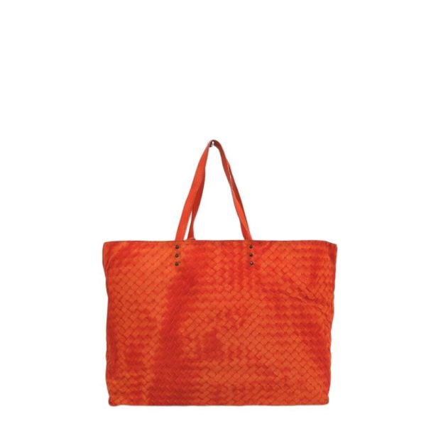 75042 2 Bottega Veneta Intrecciato Nylon Tote Bag Orange