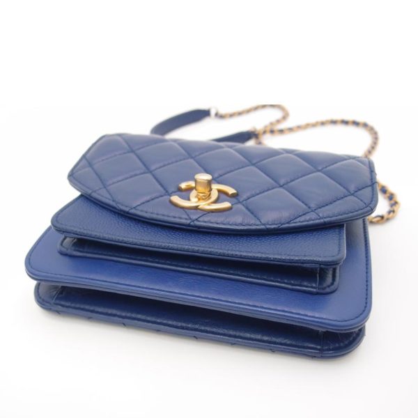 75114 3 Chanel Matelasse 2WAY Chain Shoulder Bag Blue