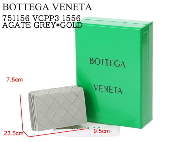 751156 vcpp3 1556 1 BOTTEGA VENETA Intrecciato Tiny Tri Fold Wallet Compact Wallet Gray