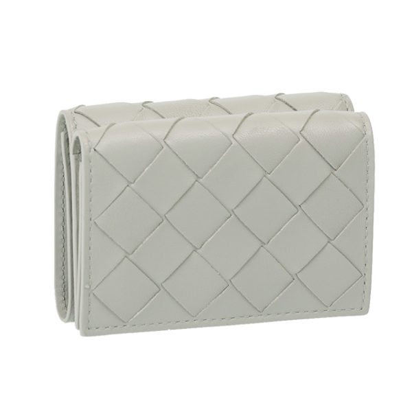 751156 vcpp3 1556 BOTTEGA VENETA Intrecciato Tiny Tri Fold Wallet Compact Wallet Gray