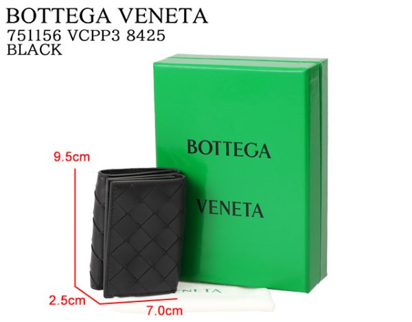 751156 vcpp3 8425 1 BOTTEGA VENETA Intrecciato Tiny Tri Fold Wallet Compact Black