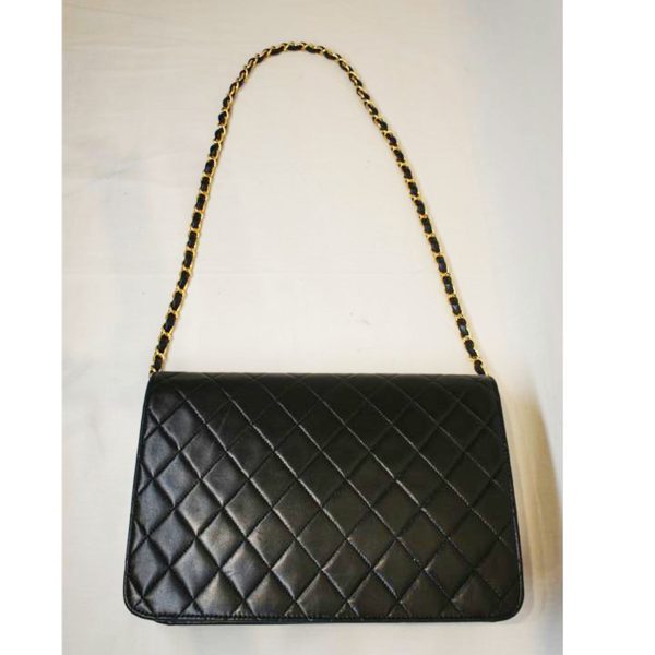 75260 2 Chanel Matra Sera Lambskin Chain Shoulder Bag Black