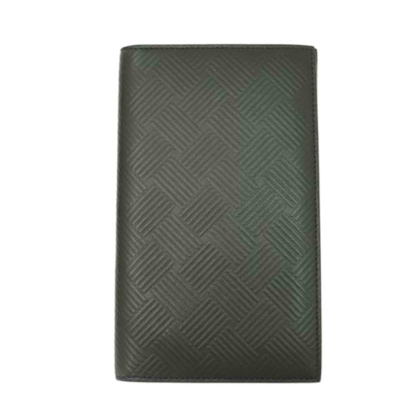 75329 1 Bottega Veneta Leather Long Bill Holder Black