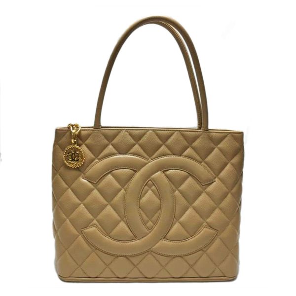 75484 1 Chanel Reproduction Tote Bag Caviar Skin Beige